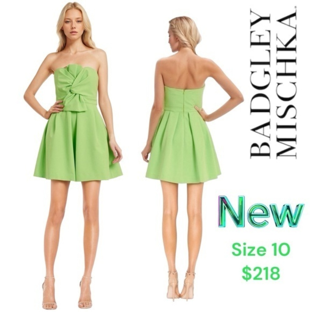 Jewel Badgley Mischka strapless bow dress sz 10 New With Tag